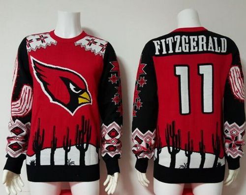 Nike Cardinals #11 Larry Fitzgerald Red/Black Men's Ugly Sweater - Click Image to Close